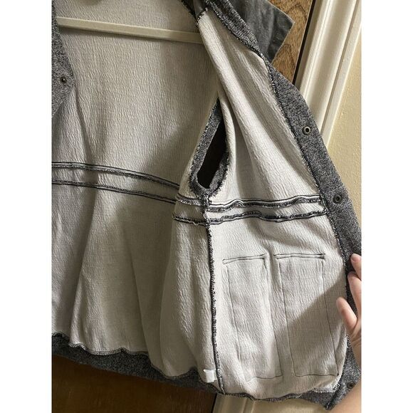 Vintage Brittania Gray Cotton Hunting Vest Suede Shoulders Button Pockets Size L - Picture 12 of 14